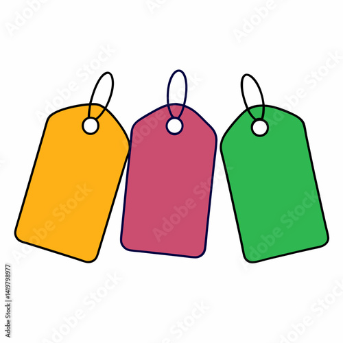 set of colorful tags