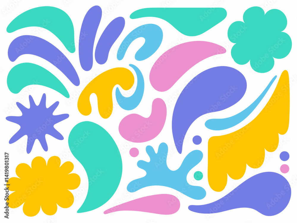Fototapeta premium Colorful Abstract Floral Splash Vector Pattern.