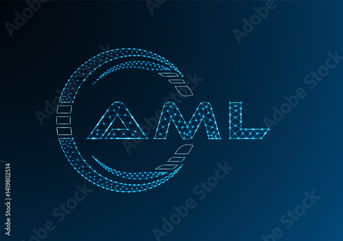 AML low poly letter logo vector design. AML lower poly logo design.