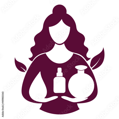 latin woman holding organic skincare icon