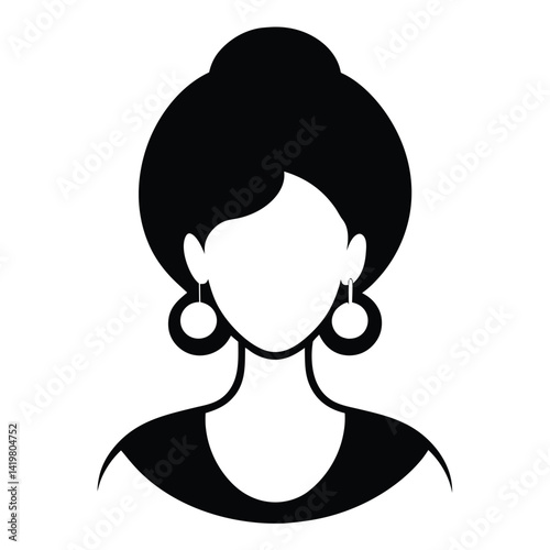 latin woman with hoop earrings silhouette icon