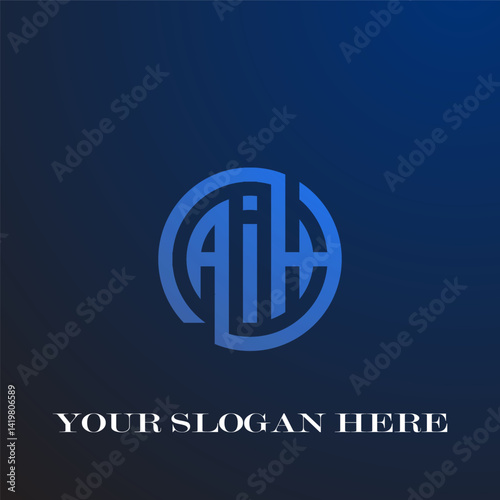 AIH three letters creative hexagon logo background design.