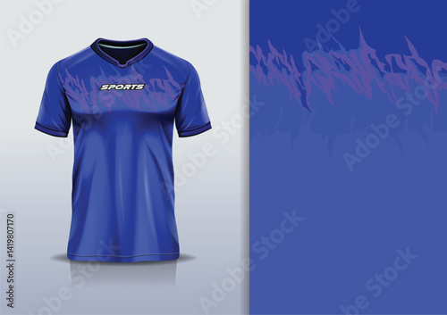 T-shirt mockup abstract texture grunge texture sport jersey design for football, soccer, racing, esports, running, blue pink color