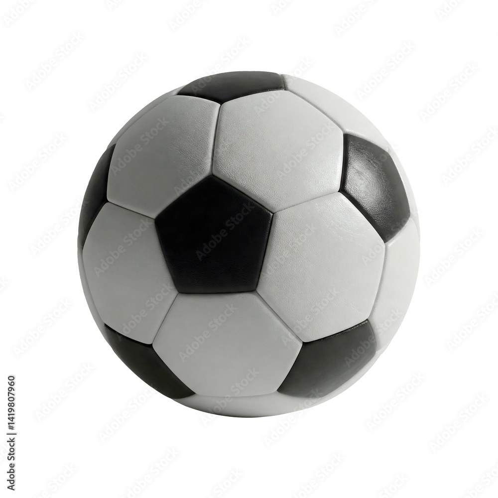 Classic Black and White Soccer Ball on a Transparent Background Photorealistic Detail for Sports and Design Projects Classic Black and White Soccer Ball on a Transparent Background Photorealistic Detail for Sports and Design Projects