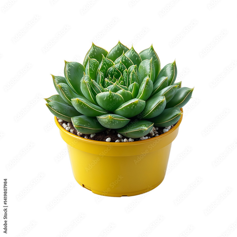 Obraz premium Aloe Vera Plant in a yellow Pot isolated on transparent background