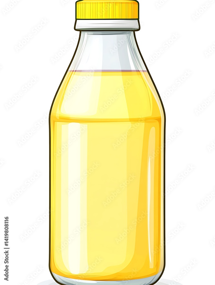 Pale Yellow Liquid in Glass Bottle with Yellow Cap Pale Yellow Liquid in Glass Bottle with Yellow Cap
