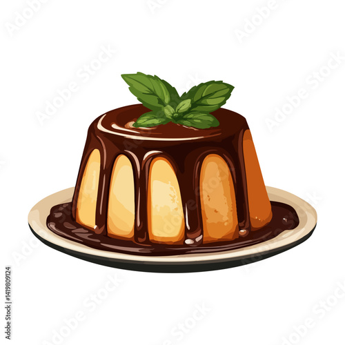 caramel pudding,vector