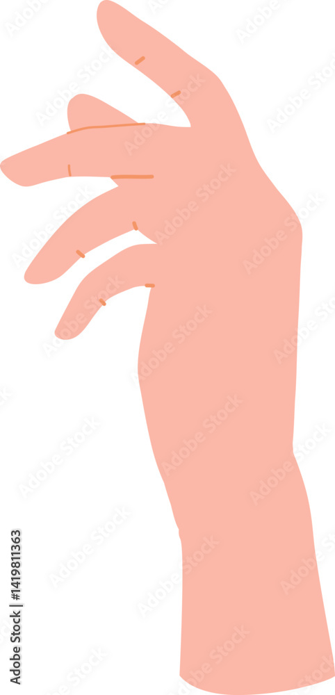 Hand gesture pointing and points, holds and represents elements illustration
