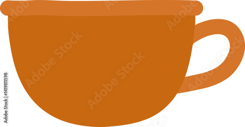 Hand drawn modern cup. colored mug with beverage. Cute trendy drink crockery with handle.