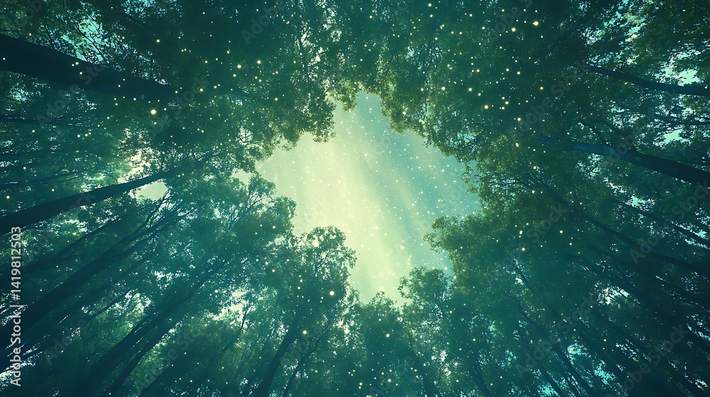 Obraz premium Firefly Forest Canopy at Night