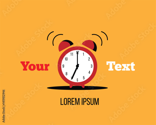 Alarm Clock Ringing Place for Text. Work and office business daily routine vector art