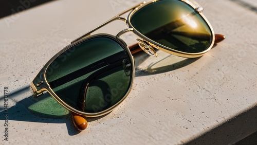 Stylish sunglasses with green lenses