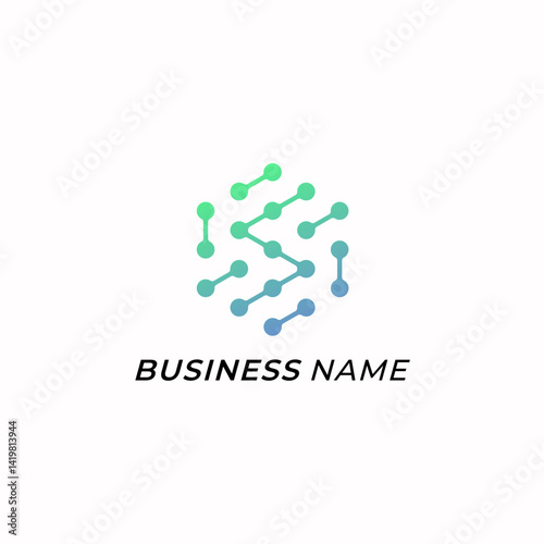 design logo ditital neuron and letter S