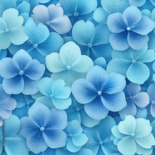 Blue floral pattern with intricate line details, creating a serene and decorative design.