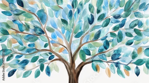 Azure  Emerald Canopy A Watercolor Trees Embrace