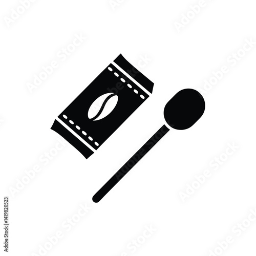 Coffee Stick Package with Bean Icon and Stir Stick on Transparent