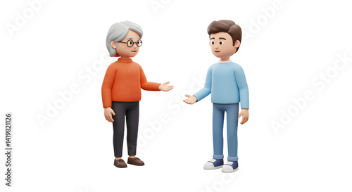 Two People Talking 3D Render Illustration