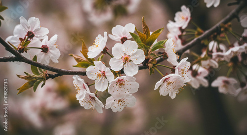 Delicate cherry blossoms blooming soft spring light gentle petals nature s beauty tranquil scene