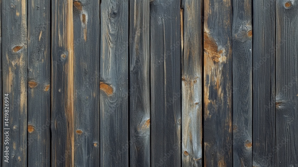Naklejka premium Close-up view of weathered dark gray wooden planks.