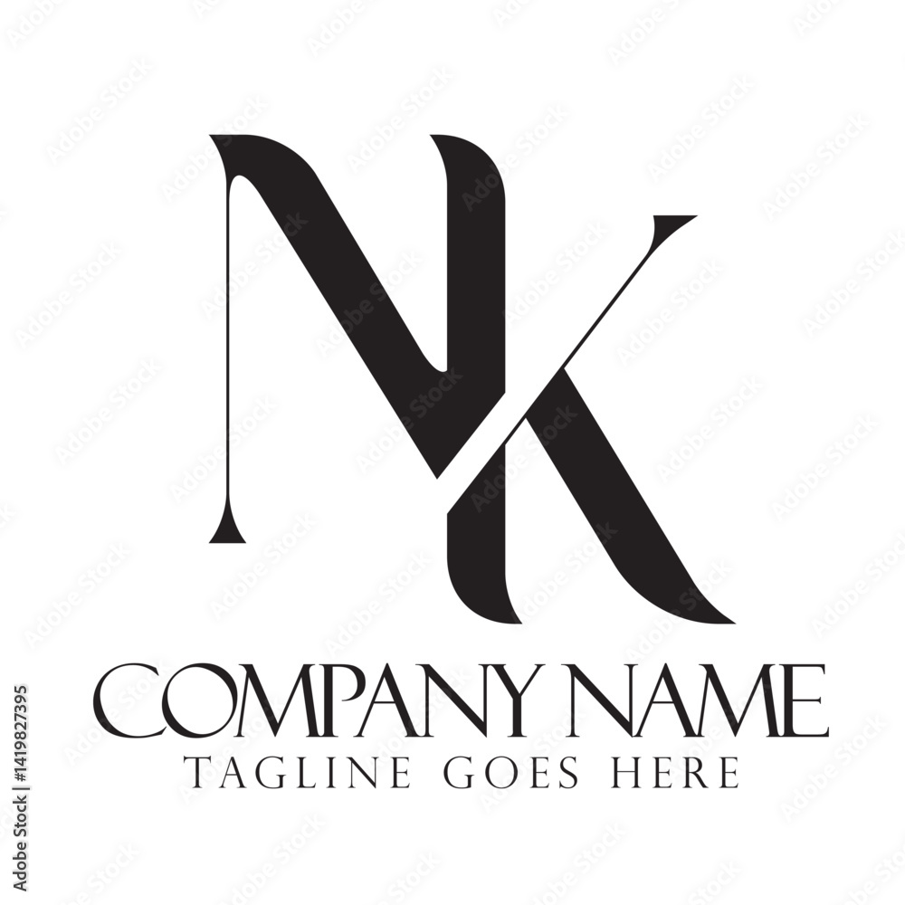 Initial NK or KN creative, modern, and elegant vector logo design templates for a luxury business