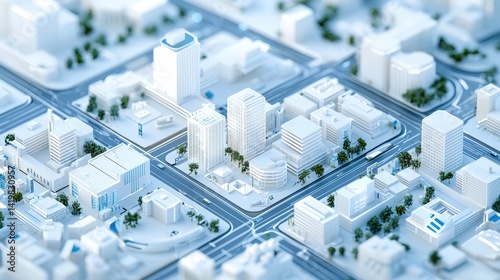 Modern cityscape architectural 3d model of urban development