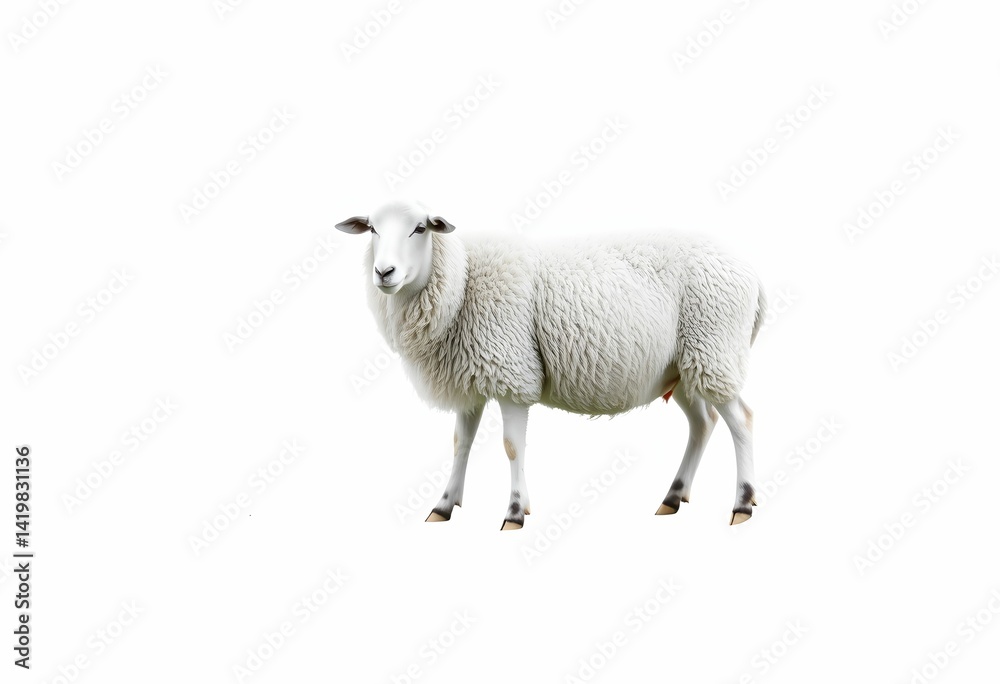 Fototapeta premium A view of a Sheep on a plain background