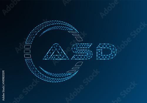 ASD low poly letter logo vector design. ASD lower poly logo design.