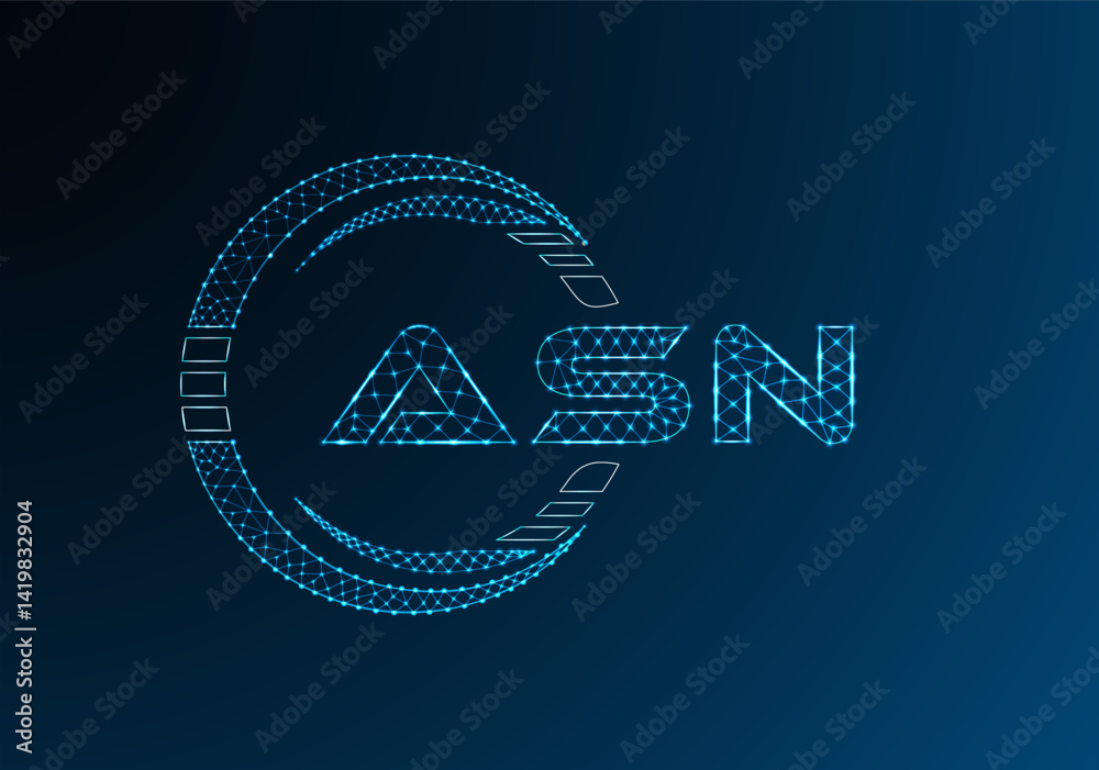 Obraz premium ASN low poly letter logo vector design. ASN lower poly logo design.