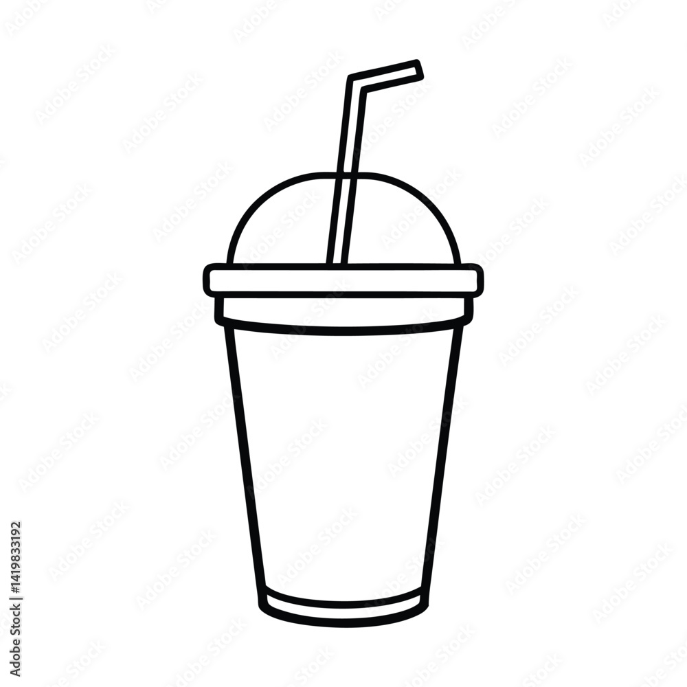 Simple drink outline plastic cup with lid and straw beverage icon design for menu Simple drink outline plastic cup with lid and straw beverage icon design for menu