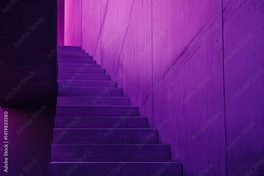 Purple Concrete Stairs Against a Textured Wall Purple Concrete Stairs Against a Textured Wall