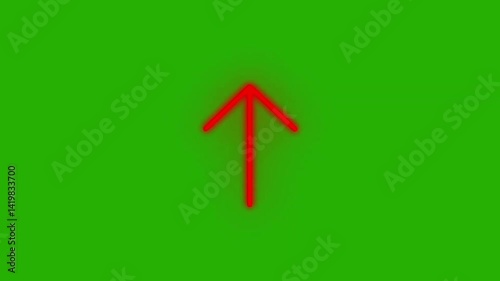 Animated blinking red arrow icon on green screen background