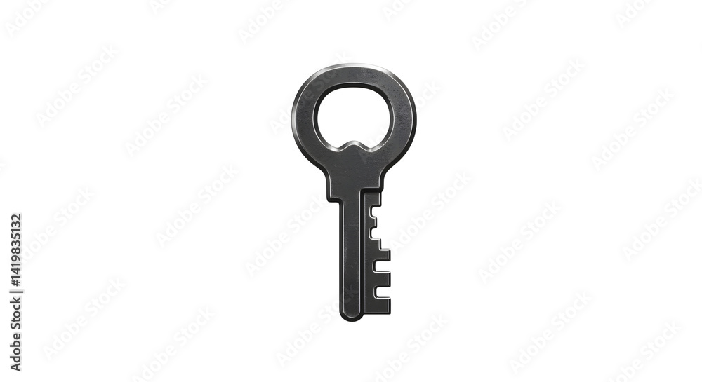 Single Metal Key Isolated on White Background Single Metal Key Isolated on White Background