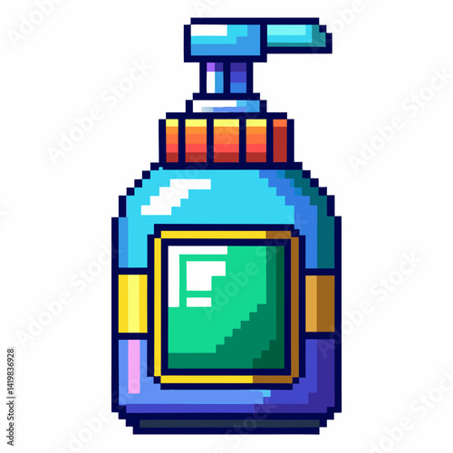 Pixel Art Soap Dispenser  Illustration in Retro Gaming Style