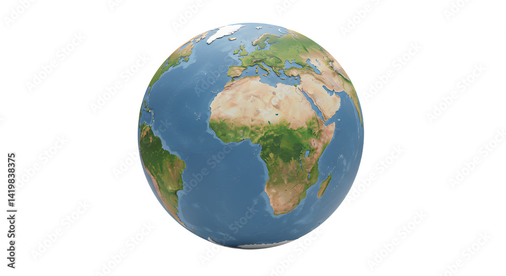 Rotating Globe Showing Continents and Oceans on White Background Rotating Globe Showing Continents and Oceans on White Background