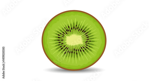Vector Green kiwi fruit with a brown stem