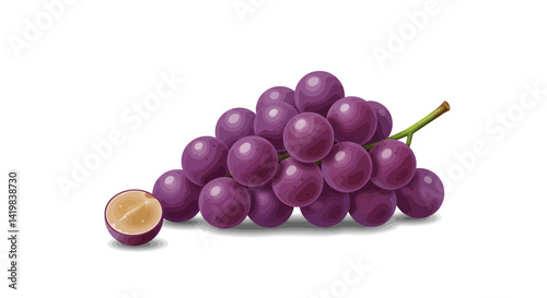 Vector Bunch of purple grapes with one grape missing