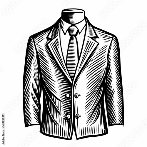 Vintage Sketch of Classic Business Suit and Tie  Illustration