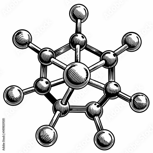 Vintage Hand Drawn Molecular Structure  Illustration