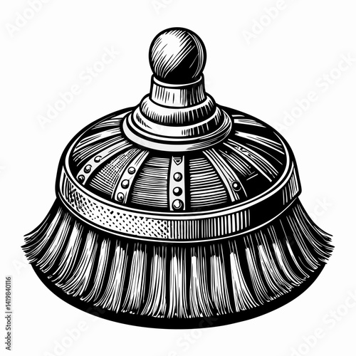 Vintage Barber Brush Illustration Retro Grooming Tool Design