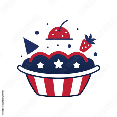 hot air balloon in patriotic hat shape doodle