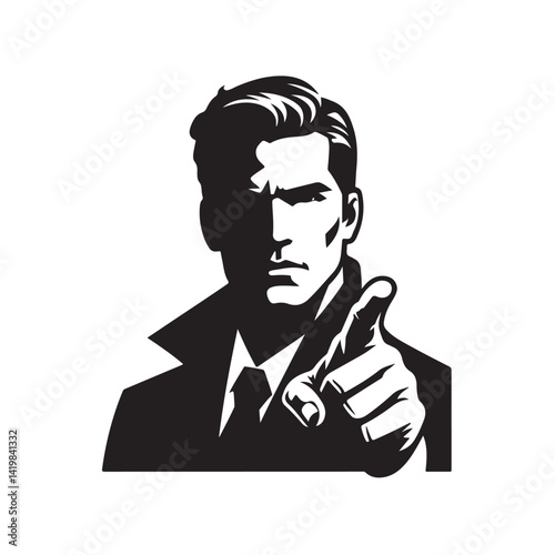 Vector figure pointing finger minimal clean design