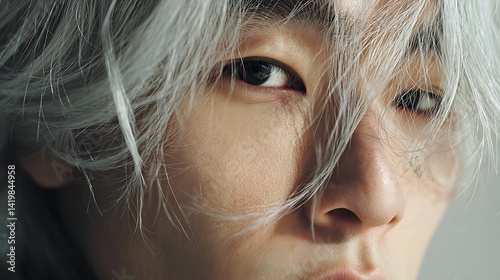 Close-up portrait of a person with stylish hair