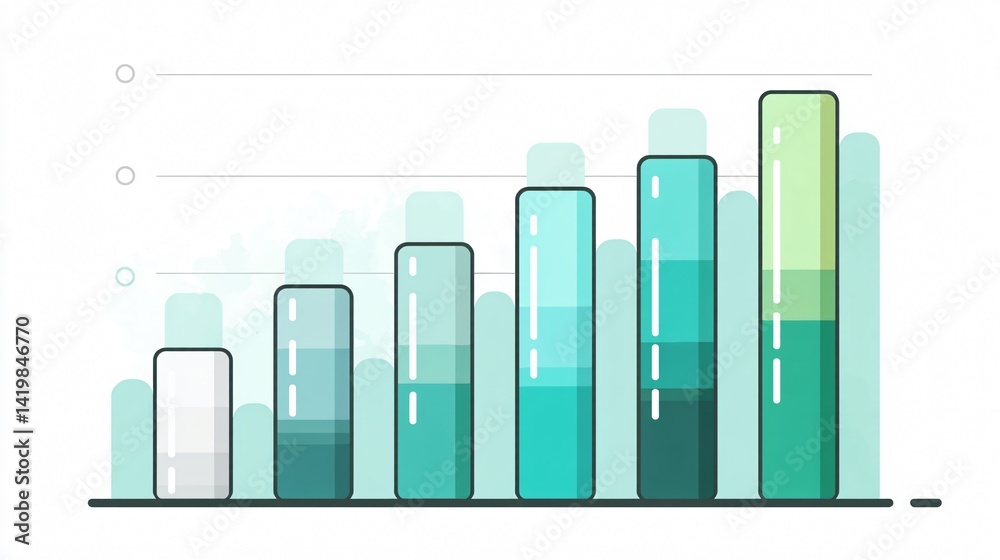 Fototapeta premium Abstract Chart with Varying Heights and Shades of Blue and Green for Data Visualization