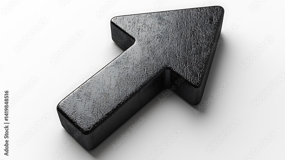 Fototapeta premium Black Wooden Arrow: Minimalist 3D Render of an Upward-Pointing Arrow