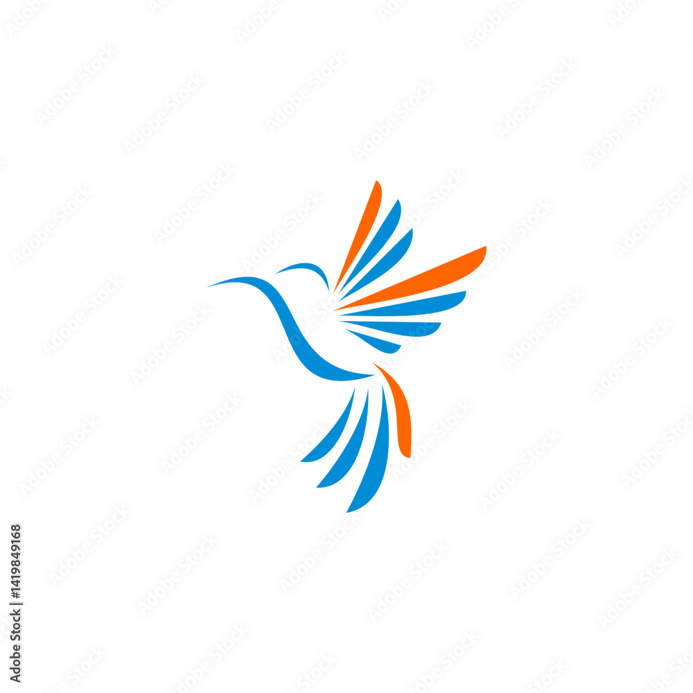 Obraz premium Colibri Logo isolated on white background. Design colibri for logo, Simple and clean flat design of the colibri logo template. Suitable for your design need, logo, illustration, animation.