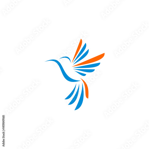 Colibri Logo isolated on white background. Design colibri for logo, Simple and clean flat design of the colibri logo template. Suitable for your design need, logo, illustration, animation.