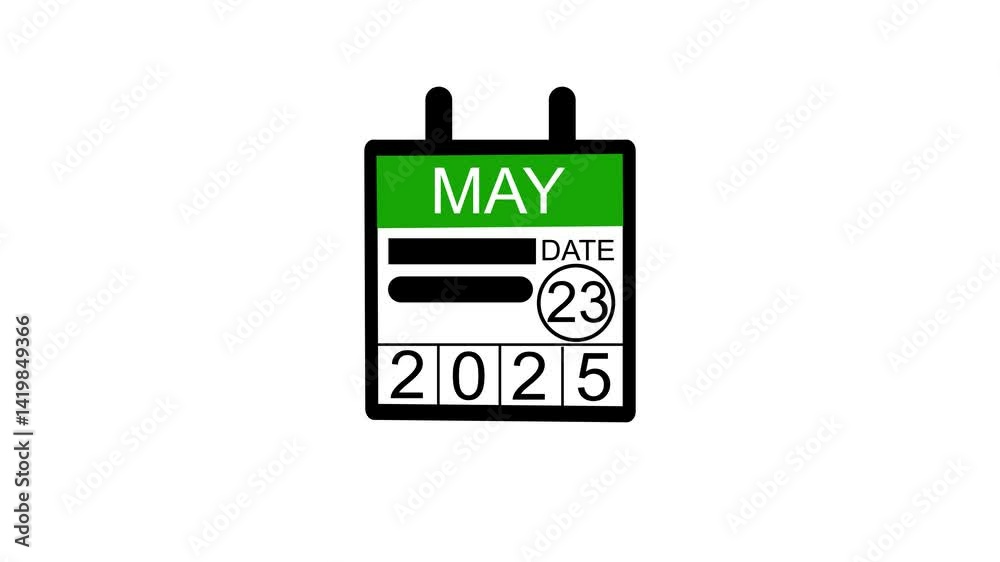 May 23 date 2025 animation . calendar animation on a black background. and stunning 4k animation.
May 23 date 2025 animation . calendar animation on a black background. and stunning 4k animation.