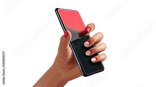 Wallpaper Mural Smartphone in Hand: A hand delicately holds a sleek smartphone, showcasing its vibrant red and black gradient display against a clean backdrop. Torontodigital.ca