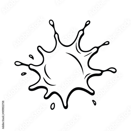 Hand drawn black and white water splash vector illustration ink splatter element isolated graphic design liquid stain spot decorative shape