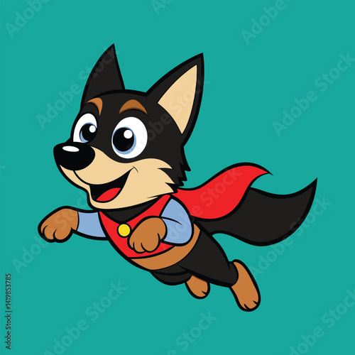Cute Belgian Shepherd Super Hero  Flying
